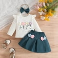thumbnail image 4 of Vividxx Girls Clothes Outfits Toddler Girls Long Sleeve Crew Neck Floral Prints T Shirt Tops Skirts Outfits Fall Outfits Clothing Set 9-12 Months, 4 of 7