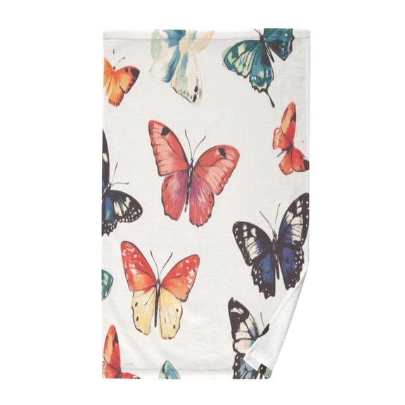 Pure Cotton Face Towel 16x28 Inches Hand Towel Bath Towel Hand Bath Towels Soft Good Water Absorption for Washing Face Wiping Face Big Colored Butterflies