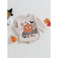 thumbnail image 2 of Newborn Baby Boy Girl Halloween Outfit Pumpkin Sweatshirt Bubble Romper Oversized Bodysuit First Halloween Cute Baby Clothes, 2 of 7