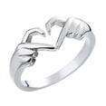 thumbnail image 1 of Matching Couple Rings Open Heart Hug Shape Silver Color 2X2CM Durable Adjustable Wedding Special Occasions 1Pcs, 1 of 2