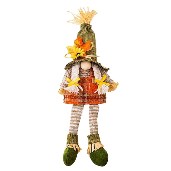 Gnome Doll,Autumn Scarecrow Style Plaid Outfit Leaf Decor for Farmhouse Livingroom Thanksgiving Table Fall Decoration