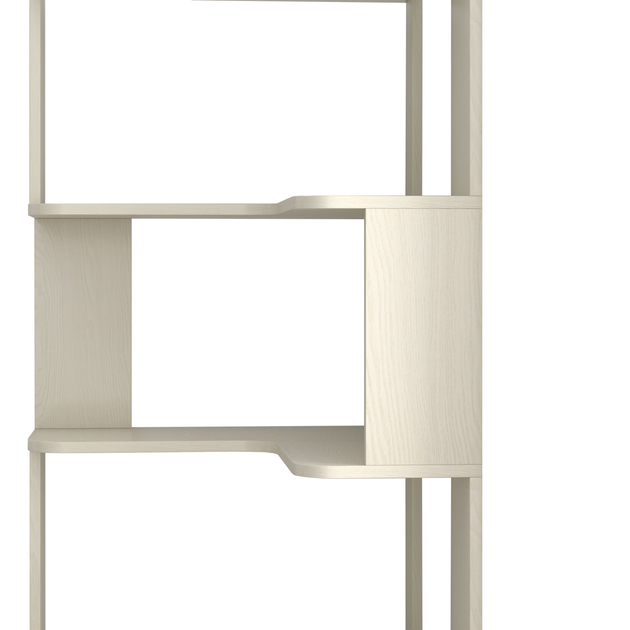 Noble House Vayen 65" L-Shaped Corner Bookshelf, 6-Tier Anti-Drop Wooden Bookcase, Open Storage Rack, White Oak