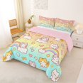 thumbnail image 3 of Manfei Cartoon Pet Full Size Comforter Sets, Watercolor Rainbow Stars Cat Bedding Comforter Set, Pink Cyan, Pink Reversible, 3pcs, 1 Comforter and 2 Pillowcases, 3 of 7