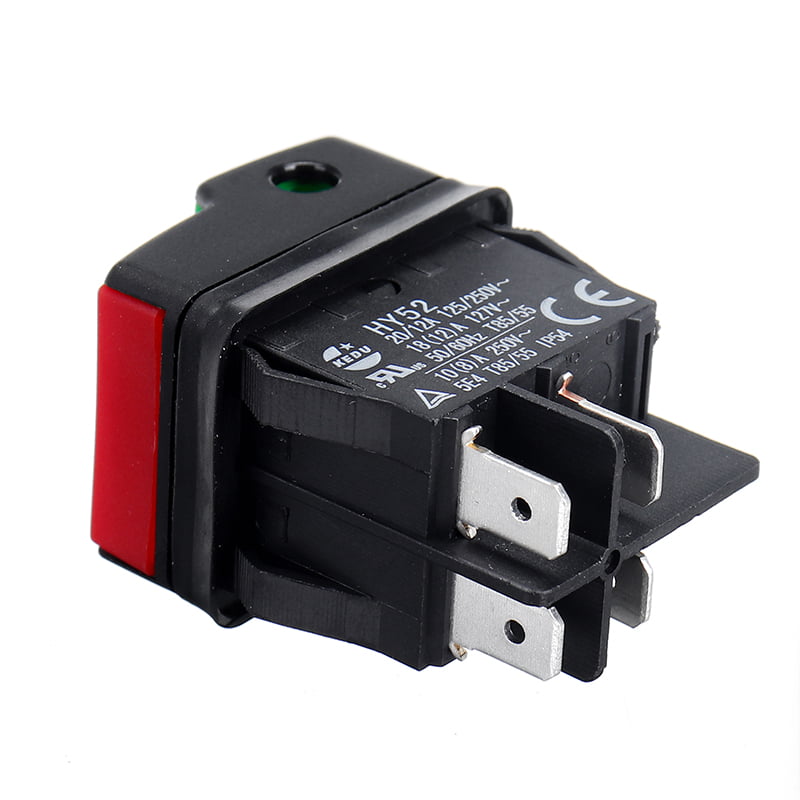 KEDU HY52 250V 12A 4Pins Electrical Push Button Switch for Mechanical Device 