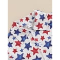 thumbnail image 6 of Aojekbee Kids Boys Shorts Set, Short Sleeve Stars Print Shirt with Contrast Color Shorts 4th of July Outfit, 6 of 10
