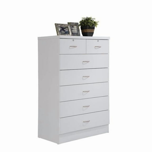 7-Drawer Chest with Locks on 2-Top Drawers - White