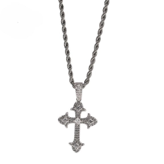 Tilga Men's Faith Necklace | 316L Stainless Steel | Waterproof | Cuban Zircon Chain | Safety Clasp | Jesus