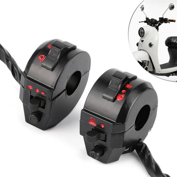 Bocina para Manillar de Motocicleta, Control de Interruptor de Haz Alto y Bajo para Manillar de 7/8 Pulgadas, Par Negro Universal