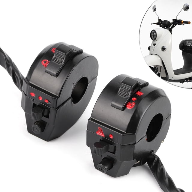 Bocina para Manillar de Motocicleta, Control de Interruptor de Haz Alto y Bajo para Manillar de 7/8 Pulgadas, Par Negro Universal