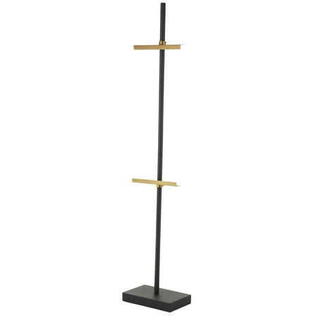 DecMode 13" x 65" Black Metal Tall Floor 2 Hook Easel with Gold Accents, 1-Piece