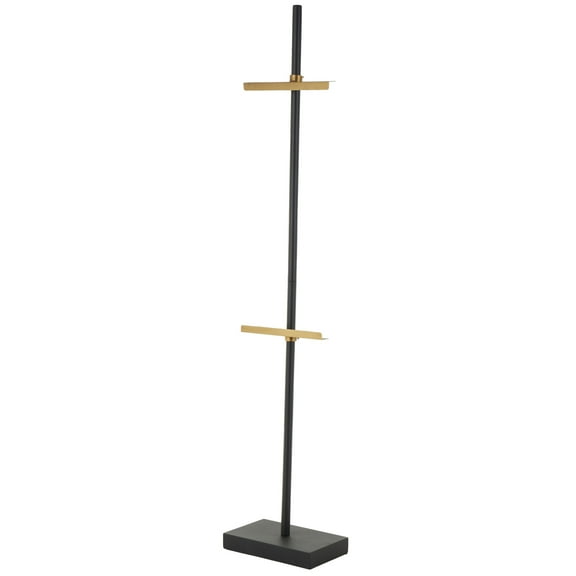 DecMode 13" x 65" Black Metal Tall Floor 2 Hook Easel with Gold Accents, 1-Piece