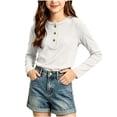 thumbnail image 4 of KyCheLot Boys' Girls' Knitted Tops Long Sleeve Round Neck Button down Tops Kids Comfy Solid Color Clothes, 4 of 5