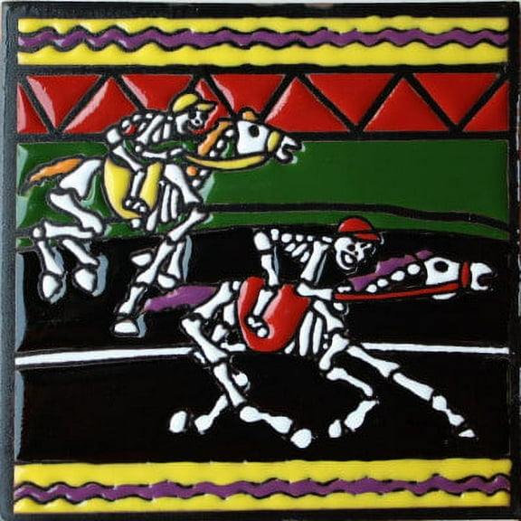 6x6 The Derby. Day-Of-The-Dead Clay Tile
