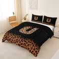 thumbnail image 2 of jejeloiu Classic Leopard Initial U Queen Duvet Cover Set For Girls,Fashion Glitter Bowknot Monogram Print Bedding,Black Reversible,3 Pieces(No Comforter), 2 of 6