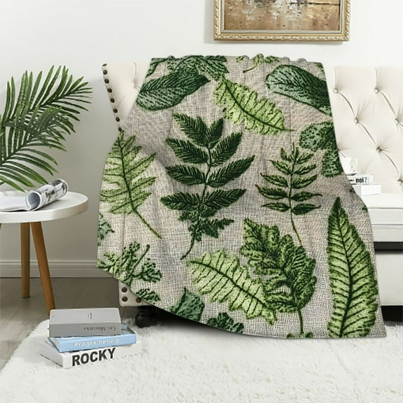 Autua Leaves and Plants Design Warm Lightweight Blanket Soft Fleece Blankets for All Seasons 40x50in