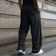 thumbnail image 3 of Havenx Men's Fleece Baggy SweatpantsMen Straight Wide Leg Drawstring Jogging Pants with Pockets Elastic Waist Open Bottom Sweatpants Lightweight Gym Lounge Soft Fall Winter Streetwear,Black M, 3 of 5