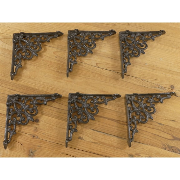 6 Antique Style Shelf Brace Wall Bracket Cast Iron Brackets Corbels Victorian