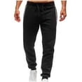 thumbnail image 3 of YLSDY Men's Drawstring Joggers Sweatpants with Side Stripe Pockets Tapered Streetwear Sport Long Pants with Ankle Cuffs Athletic Running Fitness Pants Black L, 3 of 8