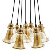 Modway Peak 7-Light Glass & Metal Chandelier in Honey Bronze and Black