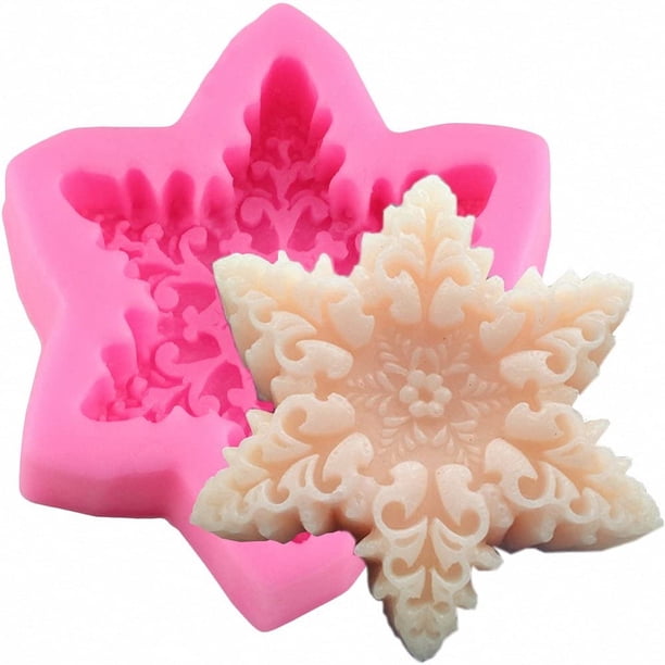Molde de silicona con forma de copo de nieve de Navidad para jabón derretido de cera de caramelo de Chocolate, vela Oreo, resina de arcilla, jabón, pasta de goma, herramienta de decoración de pasteles Fondant Ormromra JQWJ173