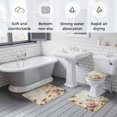 thumbnail image 5 of Farmhouse Pink Floral Bath Mat 3 Piece Bathroom Rug Set, Spring Vintage Botanical Flowers Non Slip Bath Rug Contour Mat and Toilet Lid Cover, Absorbent Shower Mats Soft Bath Rugs and Mats Sets, 5 of 8
