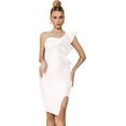thumbnail image 5 of One Shoulder Ruffle Dress Side Split Bodycon Bandage Dress Wedding Guest Dress, 5 of 6