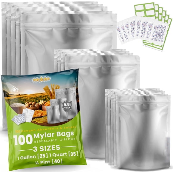 Bolsas Mylar Home Sensei, 100 unidades, con absorbedores de oxígeno, 400 cc