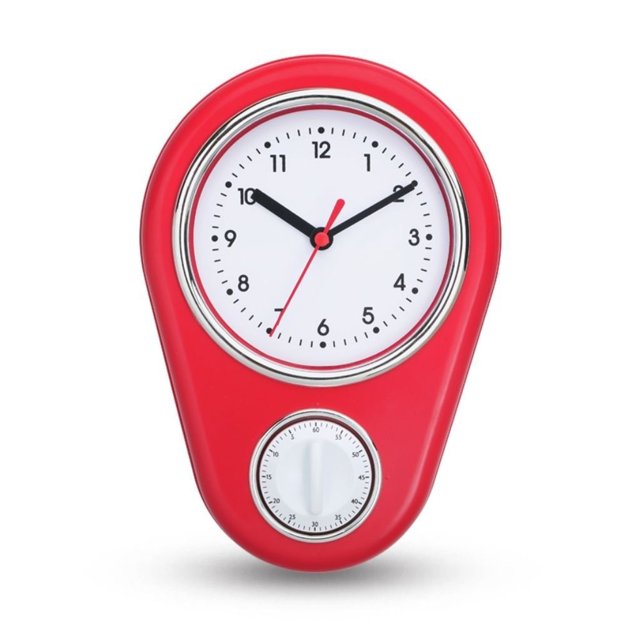 Cateissary Temporizador de cocina, reloj de pared, cronometraje preciso, múltiples funciones, construcción duradera, estilo único Decoración del hogar rojo