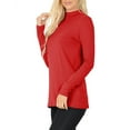 thumbnail image 2 of Womens Long Sleeve Cotton Mock Neck Turtleneck Top, 2 of 3