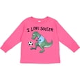 thumbnail image 3 of Inktastic I Love Soccer-dinosaur in Blue Boys or Girls Long Sleeve Toddler T-Shirt, 3 of 5