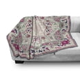 thumbnail image 3 of Paisley Soft Flannel Fleece Throw Blanket, Geometric Ornamental Square Print Detailed Modern Image, Cozy Plush for Indoor and Outdoor Use, 50" x 70", Pale Green Navy Blue, by Ambesonne, 3 of 6