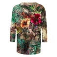 thumbnail image 5 of Tqyyweavej Womens 3/4 Sleeve Shirts Plus Size Printed Crew Neck Tops Loose Fit Casual V Neck Blouses, Gifts for Women S-5XL, 5 of 8