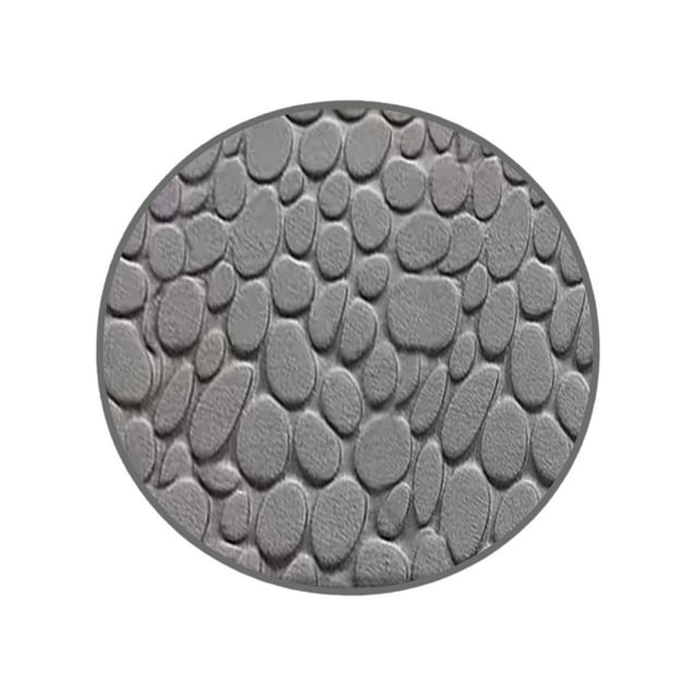 Grey Large Round Pebble Design Memory Foam Bath Mat 31.4 Inches Diameter Super Absorbent Bathroom Rugs Washable And Non Slip