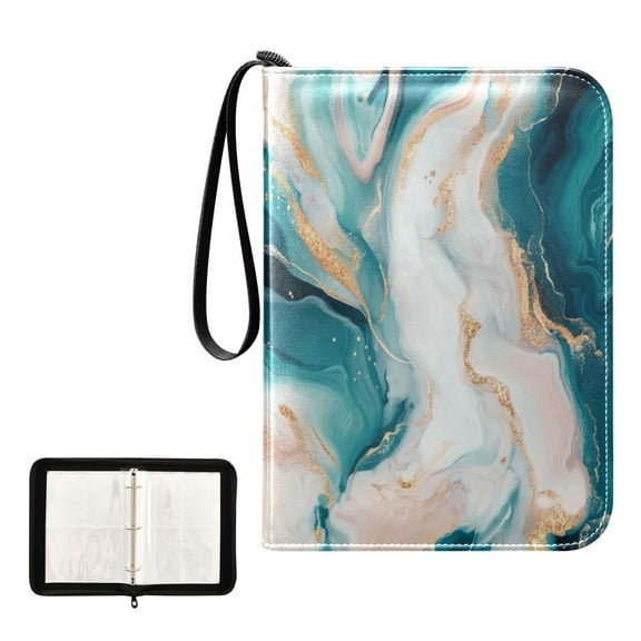 400 Pockets Trading Cards Album,Card Binder 4-Pocket, Cards Collector Album Holder Fits 400 Cards with 50 Removable Sheets Abstract Marble Pattern