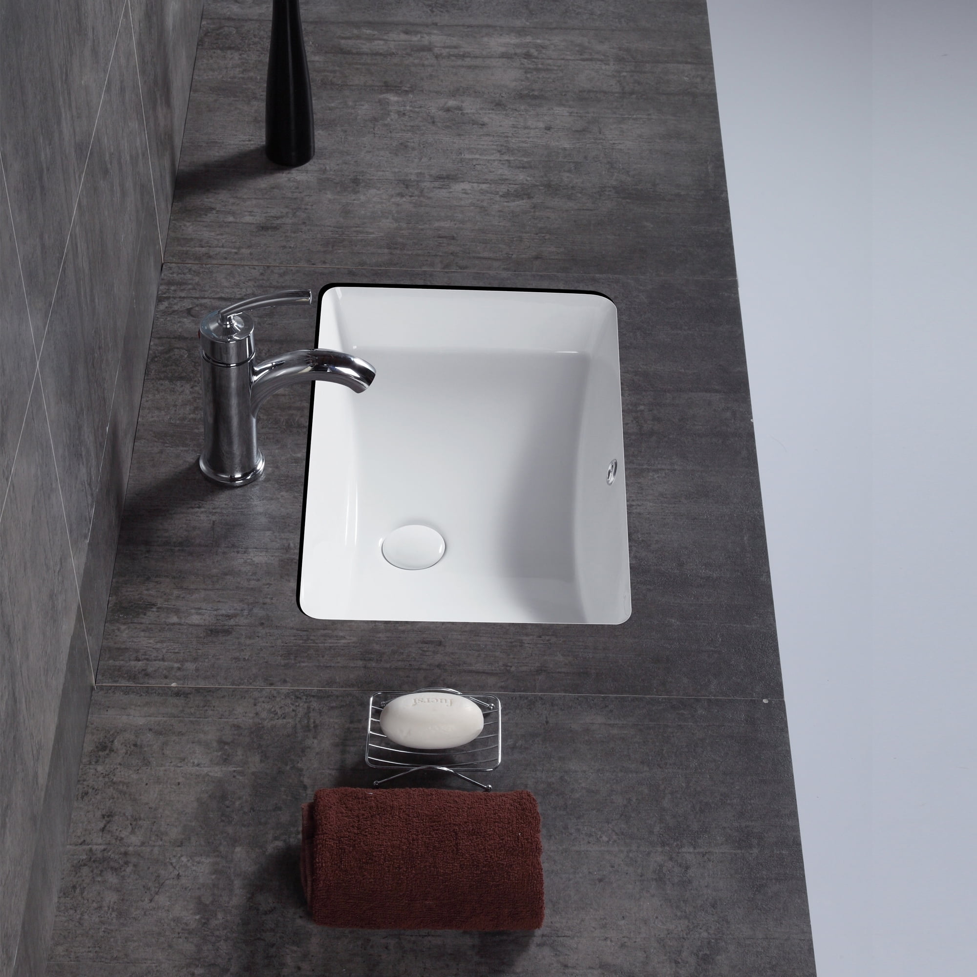 A&E Bath Brooklyn Undermount Ceramic Basin Sink, Glossy White