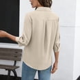 thumbnail image 3 of GUACER Women's 3/4 Sleeve Tops Casual Collared V Neck Blouses Loose Fit Cotton Linen Tunic Shirts for Ladies, 3 of 5