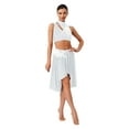 thumbnail image 3 of inlzdz Lyrical Dance Outfits for Women Sequin Crop Top Mesh Tulle Skirt Stage Performance Dancewear White XL, 3 of 5