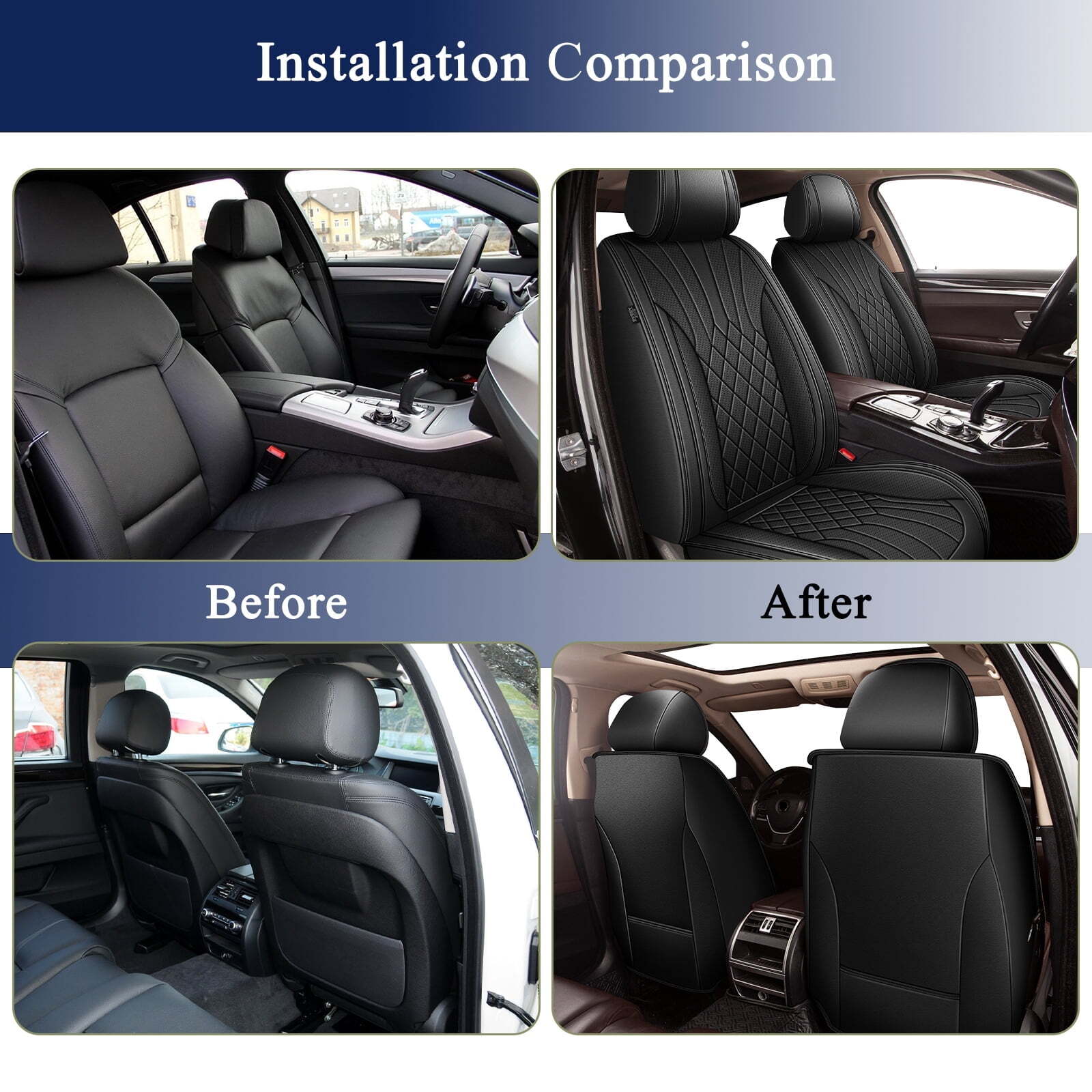 PU Leather Front Seat Covers For Nissan Cars – 2-Seat Set – Airbag Friendly, Washable