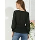 thumbnail image 5 of Allegra K Blusa Top Cuello En V Color Sólido Manga Larga Volantes Para Mujeres Negro L, 5 of 6