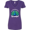 thumbnail image 3 of Inktastic Peacock Women's V-Neck T-Shirt, 3 of 5