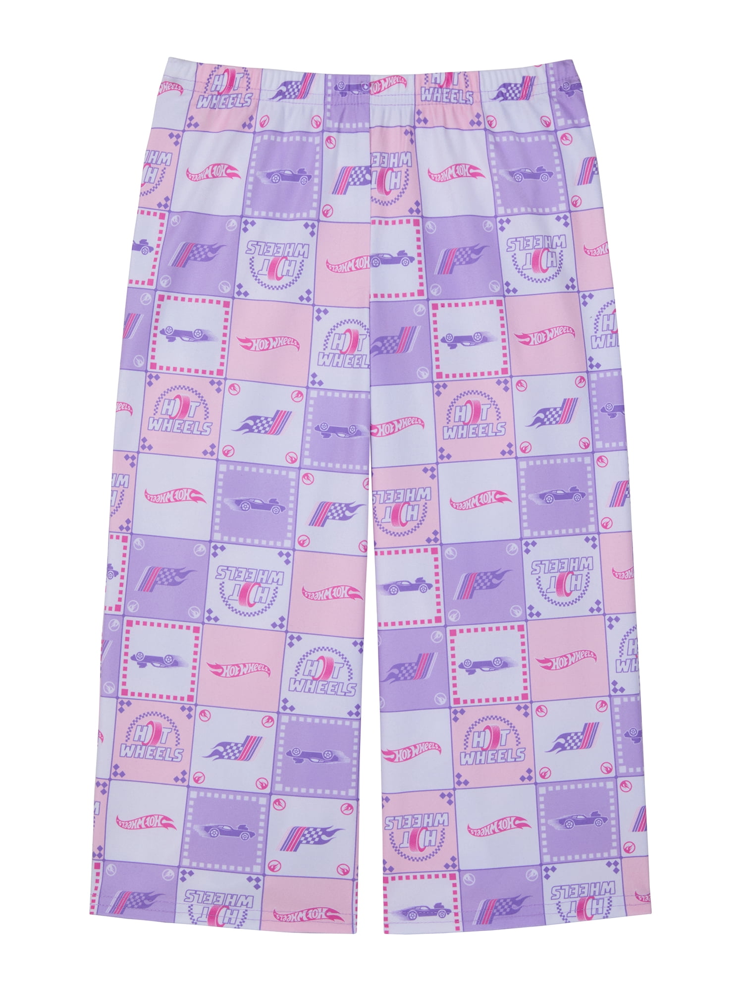 Hot Wheels Girls Short Sleeve Snug Fit Sleep Top and Pants Pajama Set, 2-Piece, Sizes 4-10