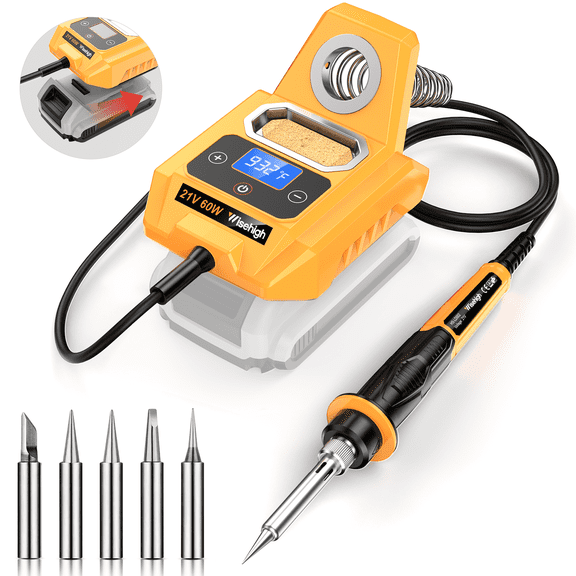 Cordless Soldering Station Compatible with Dewalt 20V Battery – Digital Display, Fast Heating, Portable Iron Kit for DIY & Repair (Battery Not Included)