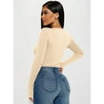 thumbnail image 3 of MOYIKO Slim Fitted Long Sleeve Shirts for Women Crewneck Tees Tight Basic Tops, 3 of 9