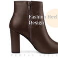 thumbnail image 5 of Unique Bargains Women's Pointed Toe Zipper Block Heeled Ankle Boots Brown 10, 5 of 6