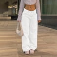 thumbnail image 3 of qucoqpe Women's Baggy Jeans Vintage Straight Wide Leg Denim Pants Streetwear Style Loose Fit Jeans with Pockets White L, 3 of 7