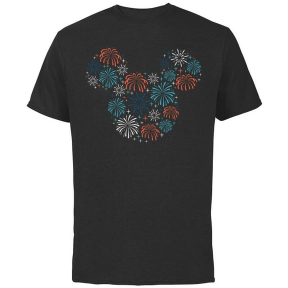 Disney Mickey Mouse Fireworks Americana - Short Sleeve Cotton T-Shirt for Adults - Customized-Black