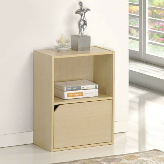 Furinno Pasir 2-Tier Bookcase with 1 Door without Handle, Steam Beech - image 2 of 2