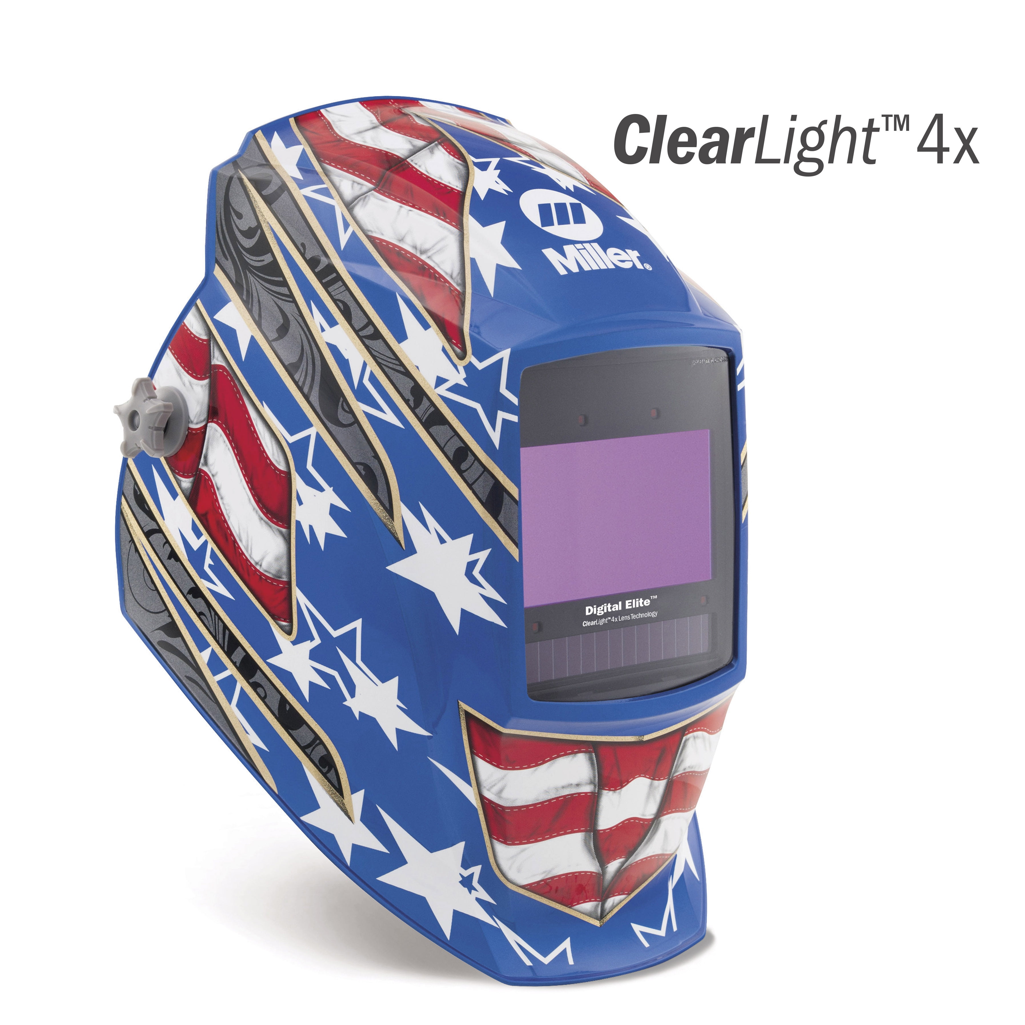 Miller 296770 Digital Elite Auto Darkening Welding Helmet with ClearLight 4x Lens, Stars and Stripes