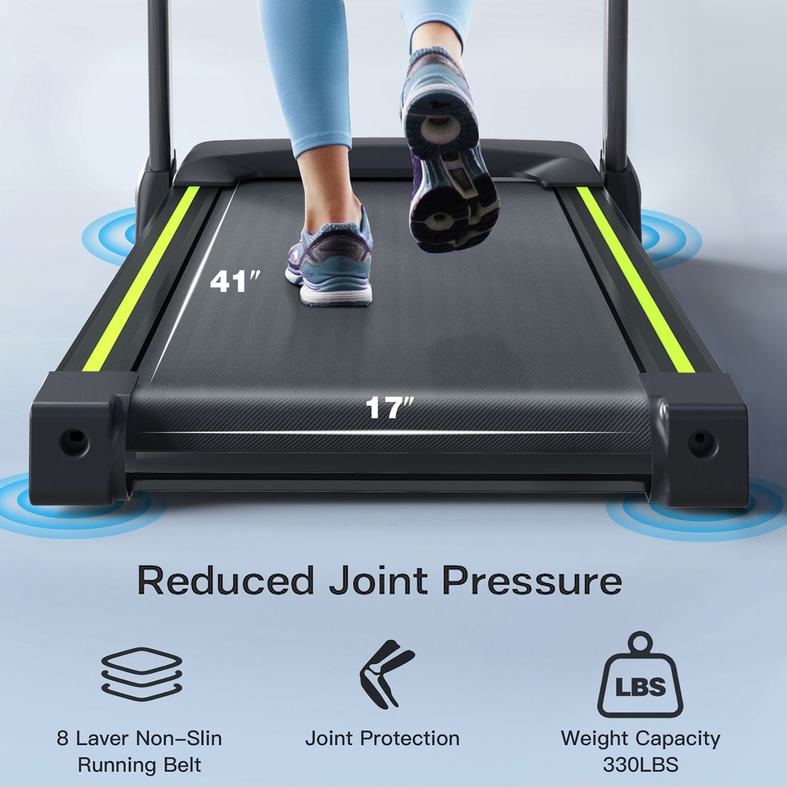 Folding Treadmill 3.5 Portable Foldable Treadmill With Handles 15% Auto Incline Home Walking Running Treadmill 0.5-7.5 MPH 330 Lb Weight Capacity