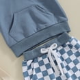 thumbnail image 6 of Bagilaanoe 2pcs Toddler Baby Boy Shorts Set Short Sleeve Hooded  T Shirt Tops + Checkerboard Shorts 6M 12M 18M 24M 3T Kids Casual Summer Clothes, 6 of 7